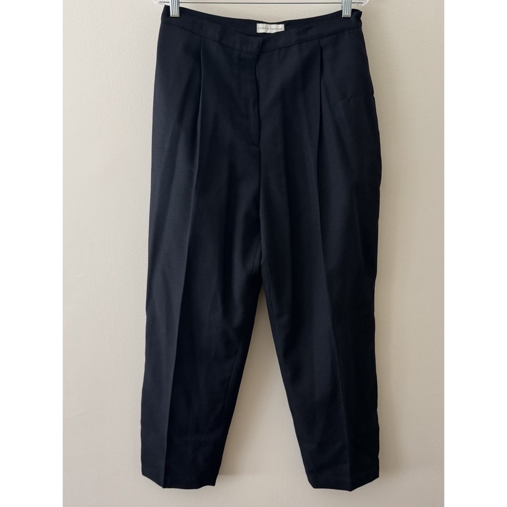 Lord & Taylor Pleated Front Wool Pant Women's Size 16 Black 100% Wool Lined NWT